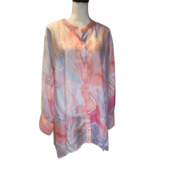 Johnny Was Silk Top Pink Multi Boho Tunic - Picture 4 of 13